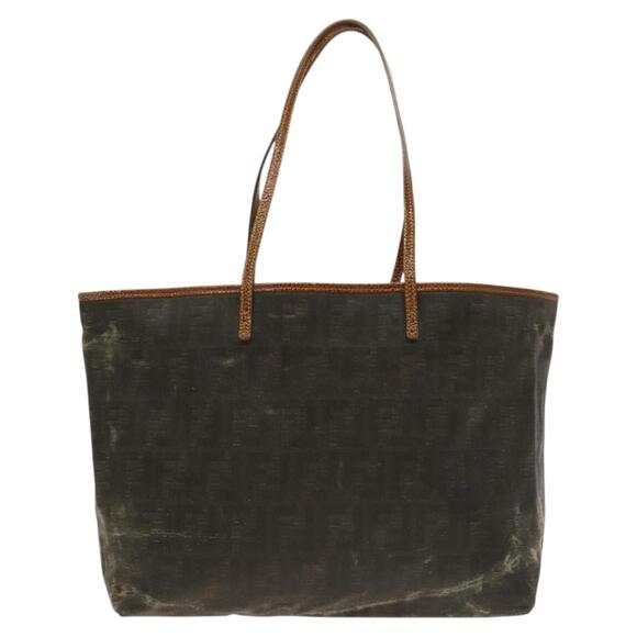 FENDI Zucca Canvas Tote Bag Coated Canvas Brown Khaki - Picture 2 of 12
